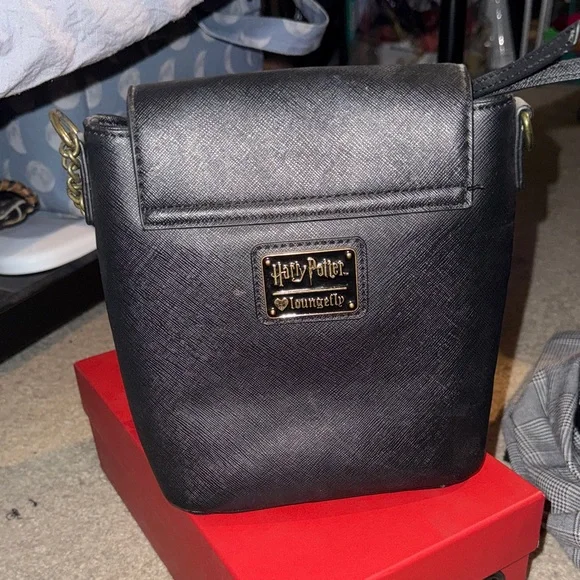 Loungefly Black Crossbody Bag with Gold Accents - Picture 3 of 5